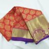Kanchi Pattu bridal red with violet saree